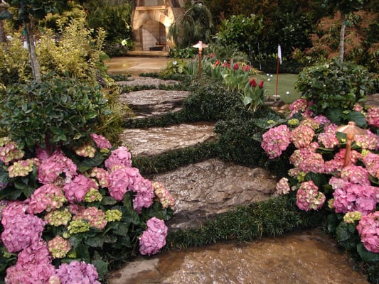 Pathways and colorful add interest and flow to new landscape installations.