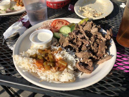 Beef shawarma platter