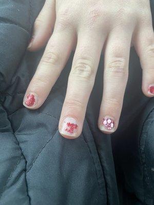 My daughters nails 3 days after having them done. And she did not pick it off.