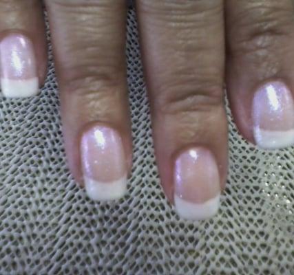 A classic French Manicure - using Shellac by CND.