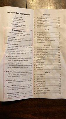 The latest menu