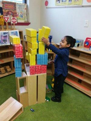 Building with blocks.