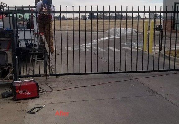 Same gate that was hit by a tenant - After the repair.