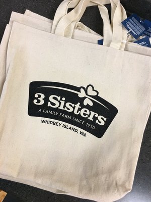 Screen printed logo on a bag or tote. Great for branding a business.