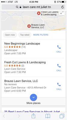 Fresh Cut Lawns & Landscaping Google Local Listing Optimization