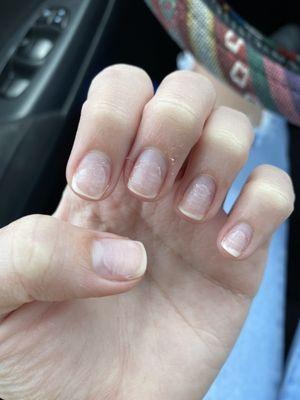 Ripped acrylic nails off when I asked for them to be removed by soaking them to preserve my natural nails. They didn't listen or care.