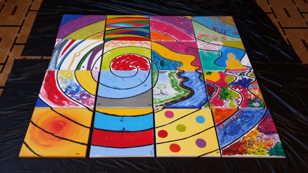 Art Mural Project-16 individual canvases that make up a larger art piece.