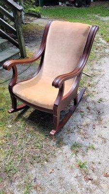 Oak Rocking Chair with Velvet Seat