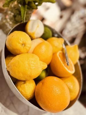 Fruit on the bar.