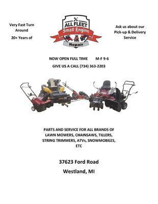 All Fleet Auto has expanded it's business to include small engine repair.