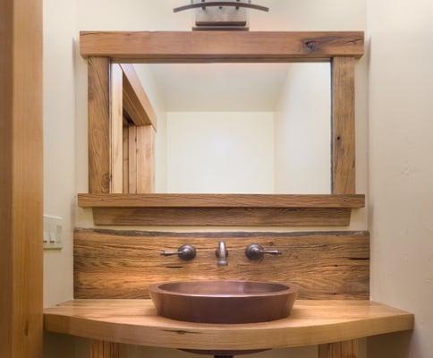 reclaimed white oak barn \wood cabinetry Tahoe City