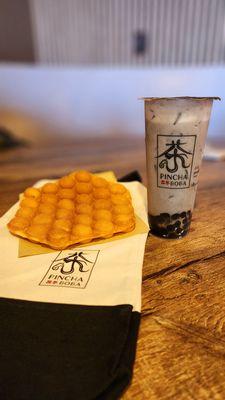 Black sesame with mochi waffle