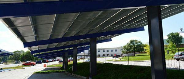 Sample of solar car port, view from below