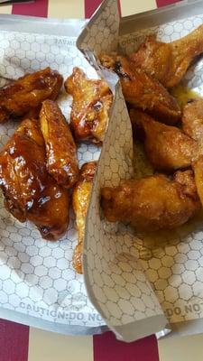 Teriyaki wings, garlic parm wings