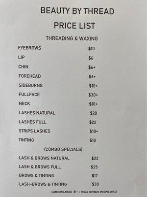 Price list