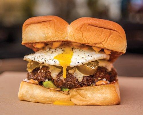 LITTLE MULE - white american cheese, avocado, pickled jalapeños, cotija cheese, fried egg, chipotle aioli