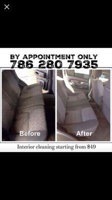 Interior shampoo detailing by appointment only...