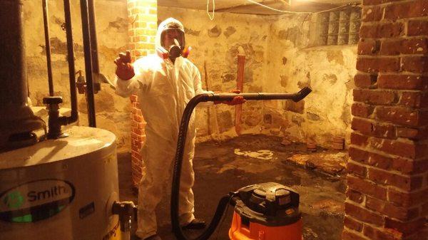 Cleaning sewage back-ups in basements