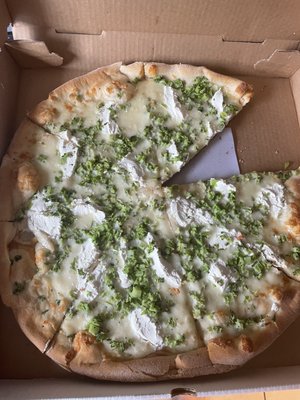 White pie with broccoli and ricotta