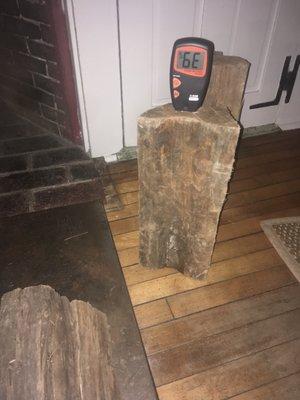 Moisture reading on warmed wood. NOT seasoned firewood.