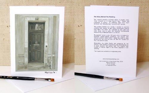 I do something special with my stationery: I always add the story of the painting in the back of the card.