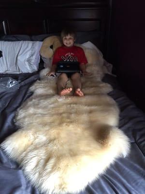 My sheepskin bed rug