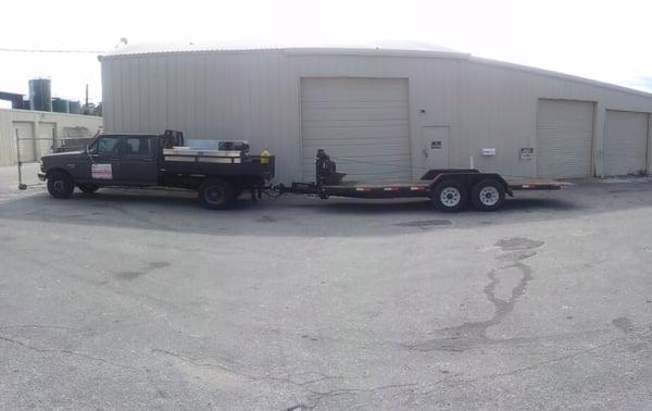 Our truck and heavy duty fully hydraulic trailer is able to transport most of your needs.