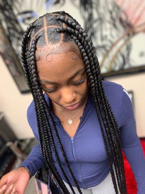 Medium knotless box braids