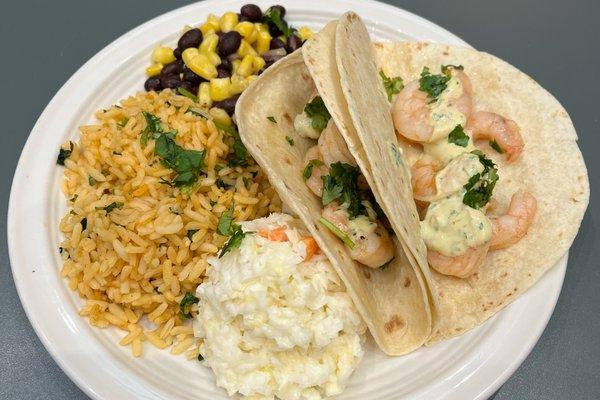 Blackened shrimp tacos.