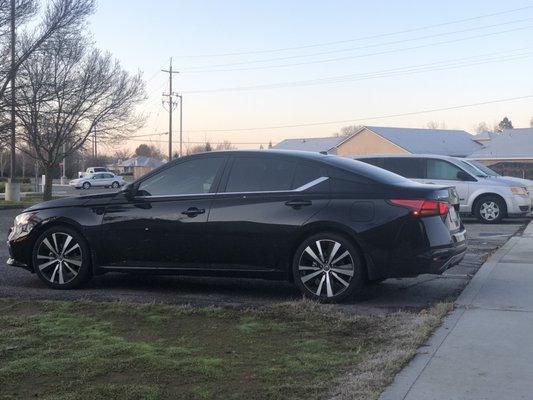 Tinted windows on Nissan Altima.