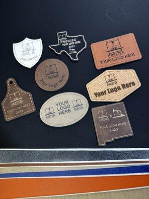 Laser cut and Engraved Leather Patches with your business logo!