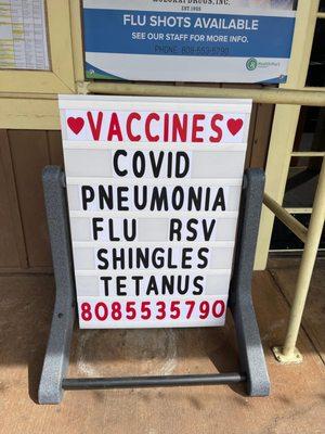 Vaccines are available year-round at Molokai Drugs. Call us at 808-553-5790 for more info.