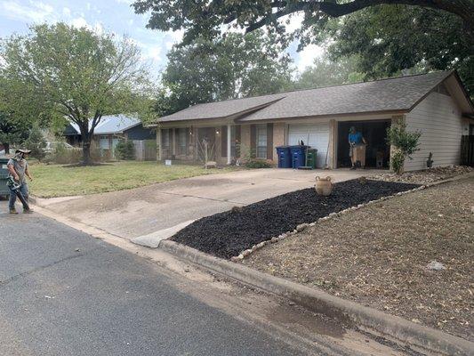 Yard was previously xeriscaped but now has freshly planted grass and redone flowerbed