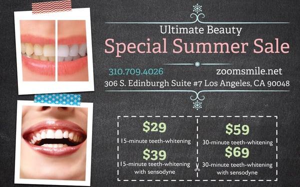 Our special summer don't lasts! Get your teeth whitened now!