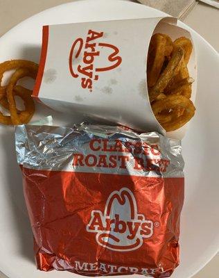 Regular roast beef sandwich with curly fries (yum!)