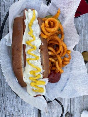 Rusty rail chili dog with fries