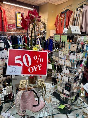 Sale was boots only so a bit deceptive on the jewelry table. One of any great choices of necklaces and earrings.