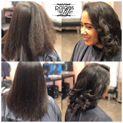 Blowout and Silk Press with Trim in Natural Hair