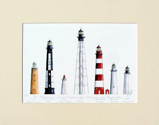 Lighthouses of Virginia & Delaware Lighthouse Art by Robert Kline