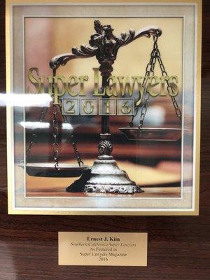 Super Lawyer 2016 - Ernest J. Kim