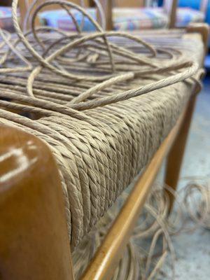 Restored Wood Designs specializes in weaving Danish Seat Chord chairs!
 Call for a free estimate  (619-297-1221)