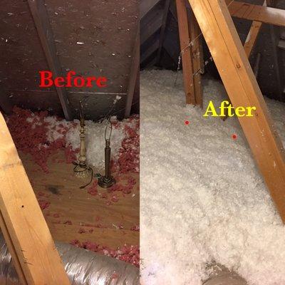 After cleanup and fumigation, new insulation was added to about a foot in thickness.