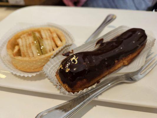 Eclair and apple tart