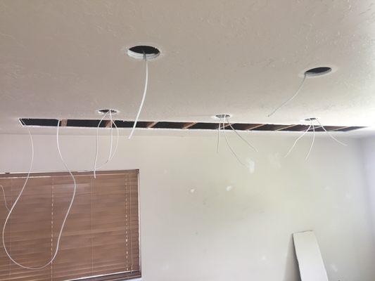 Electrician has cut holes for new light now needs us to repair the access holes