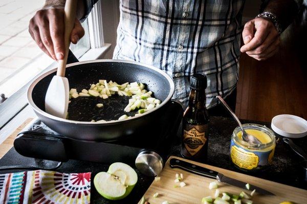 We love making our own fresh ingredients, like this brown butter caramel apple syrup.