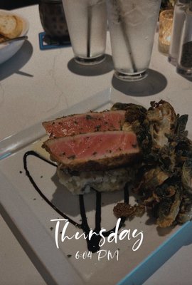 Highly recommend! Brian is a great bartender! Steak Diane and Rare tuna!  Brussels we're a fantastic crispy side as well!