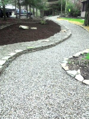 river rock walkway