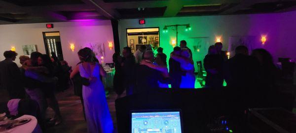 Reception and dancing in the wine room