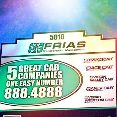 Our sign lists of our cab companies.