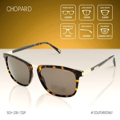 Chopard SCH-235-722P Men Tortoise Brown Rectangular Wayfarer Sunglasses Polarized